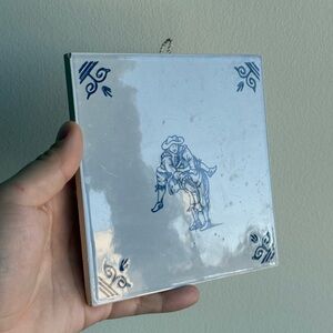 Vintage Jumping Cowboys 5.25x5.25” Hanging Tile Baby Blue Western Home Decor